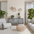 POLYGONAL ARTISTRY 3-Door Sideboard in Black Finish