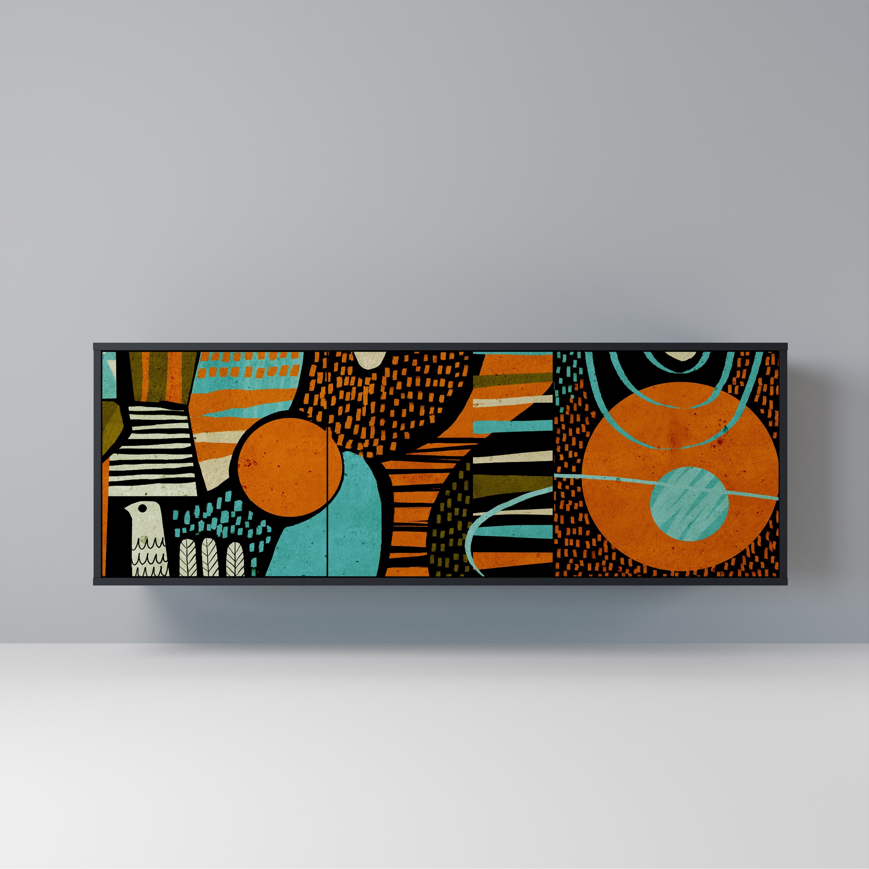 GEODE GLIMMER 3-Door Sideboard in Black Finish