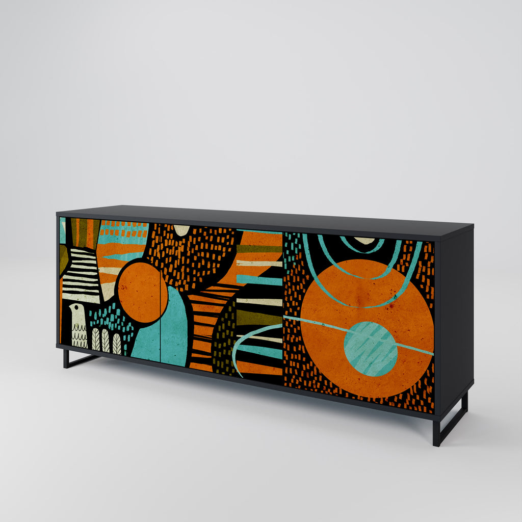 GEODE GLIMMER 3-Door Sideboard in Black Finish