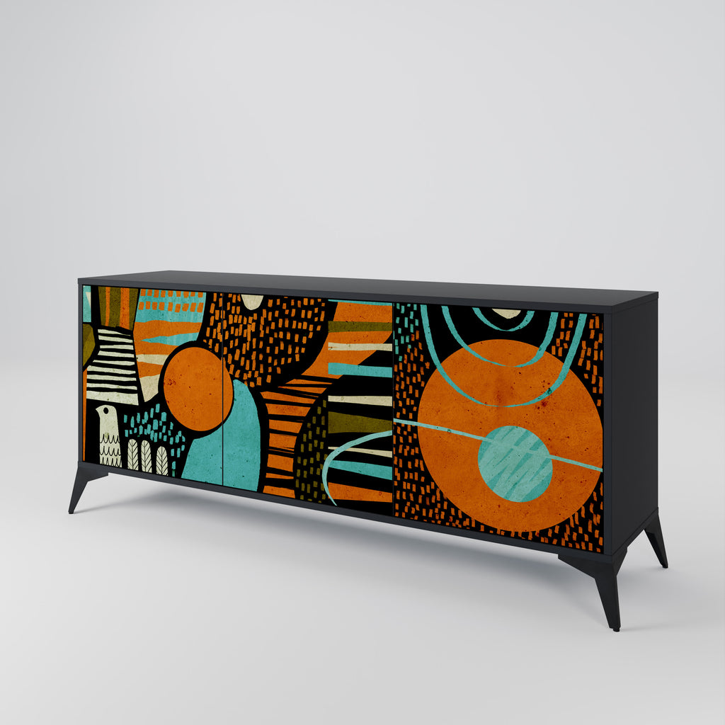 GEODE GLIMMER 3-Door Sideboard in Black Finish