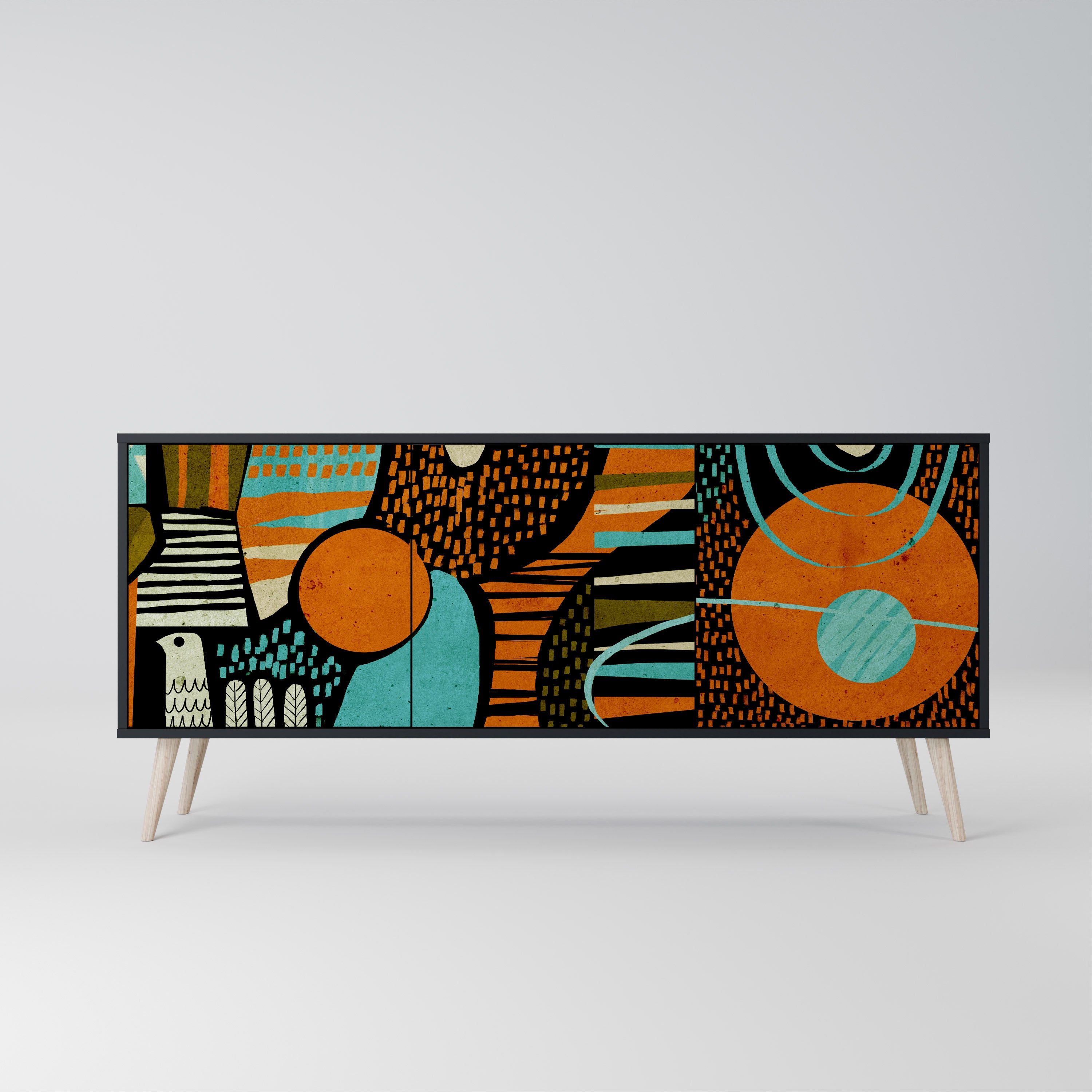 GEODE GLIMMER 3-Door Sideboard in Black Finish