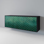 TESSELATED GREENERY Aparador de 3 Puertas en Acabado Negro