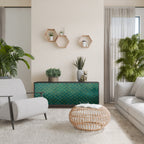 TESSELATED GREENERY Aparador de 3 Puertas en Acabado Negro