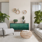 TESSELATED GREENERY Aparador de 3 Puertas en Acabado Negro