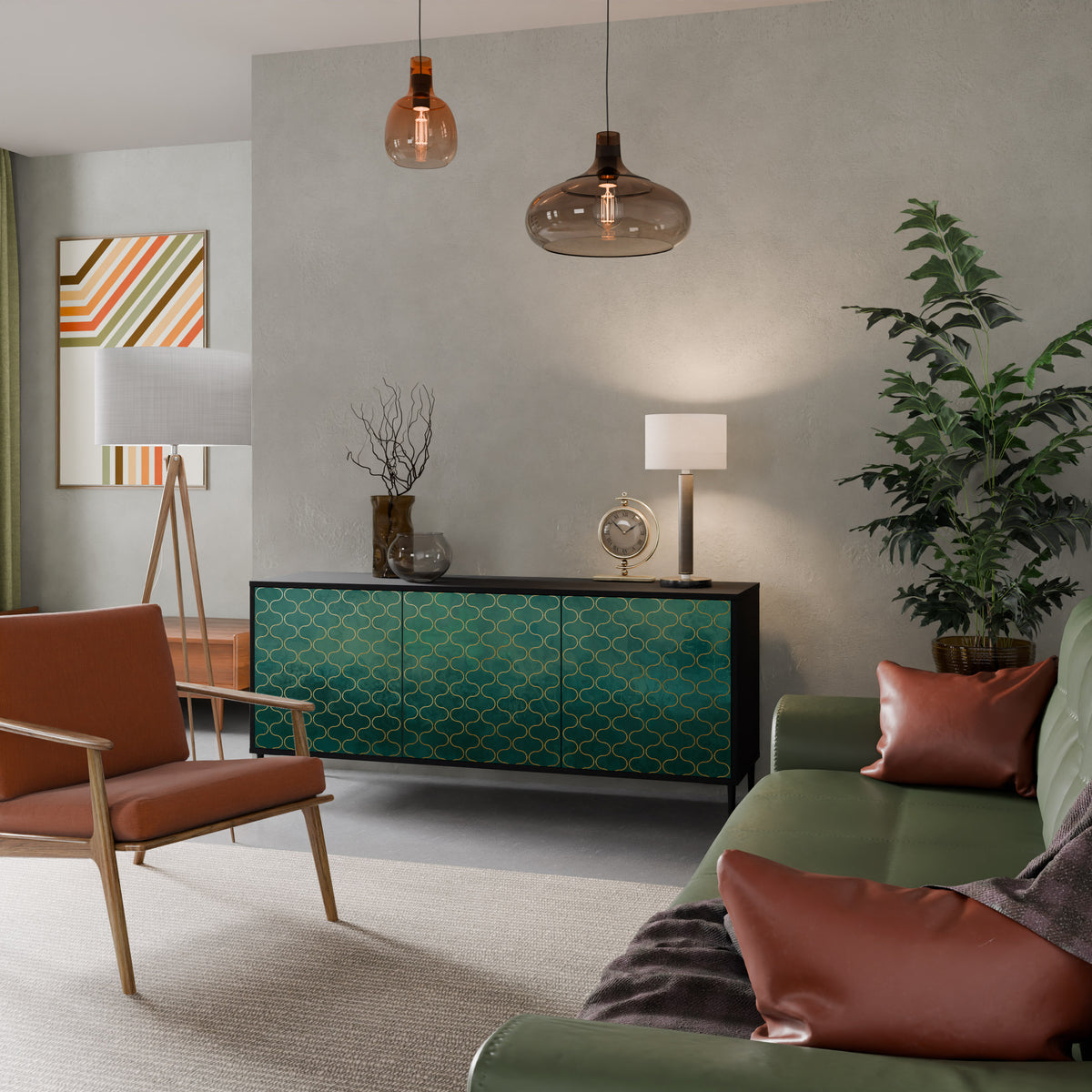 TESSELATED GREENERY Aparador de 3 Puertas