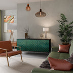 TESSELATED GREENERY Aparador de 3 Puertas en Acabado Negro