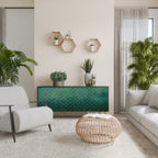 TESSELATED GREENERY Aparador de 3 Puertas en Acabado Negro