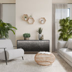 TESSELATED GRAYISH Aparador de 3 Puertas en Acabado Negro