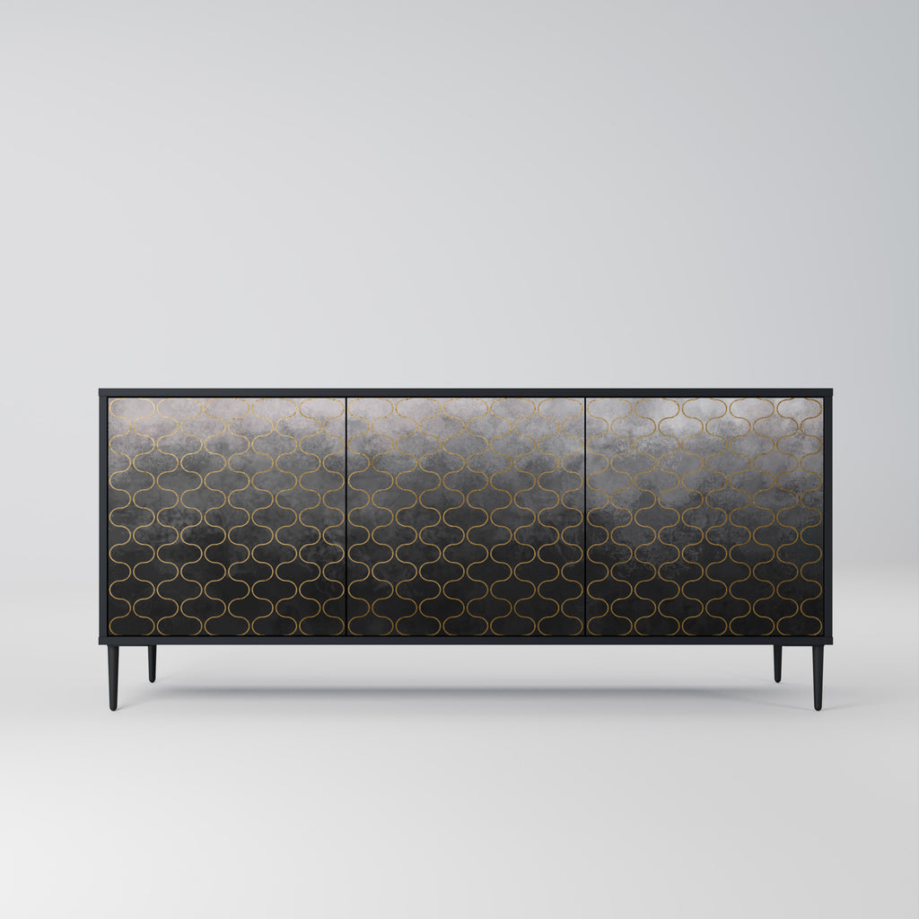 TESSELATED GRAYISH 3-Door Sideboard in Black Finish