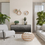 TESSELATED GRAYISH Aparador de 3 Puertas en Acabado Negro