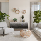 TESSELATED GRAYISH Aparador de 3 Puertas en Acabado Negro