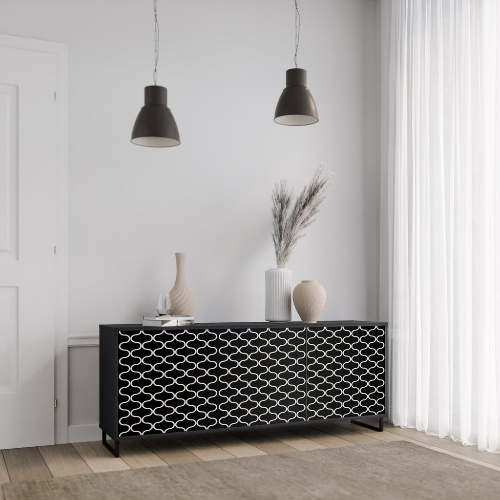 TESSELATED BLACKNESS 3-Door Sideboard in Black Finish