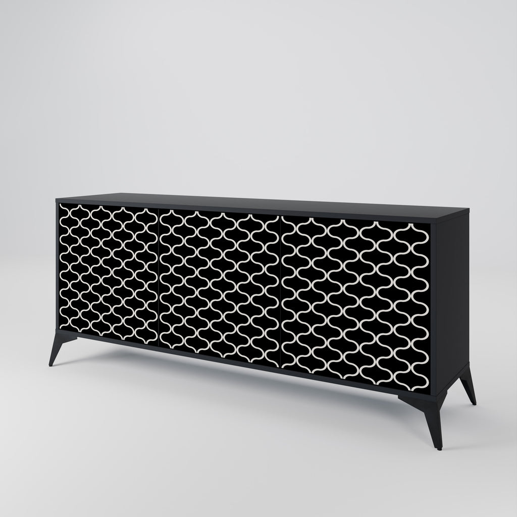 TESSELATED BLACKNESS 3-Door Sideboard in Black Finish