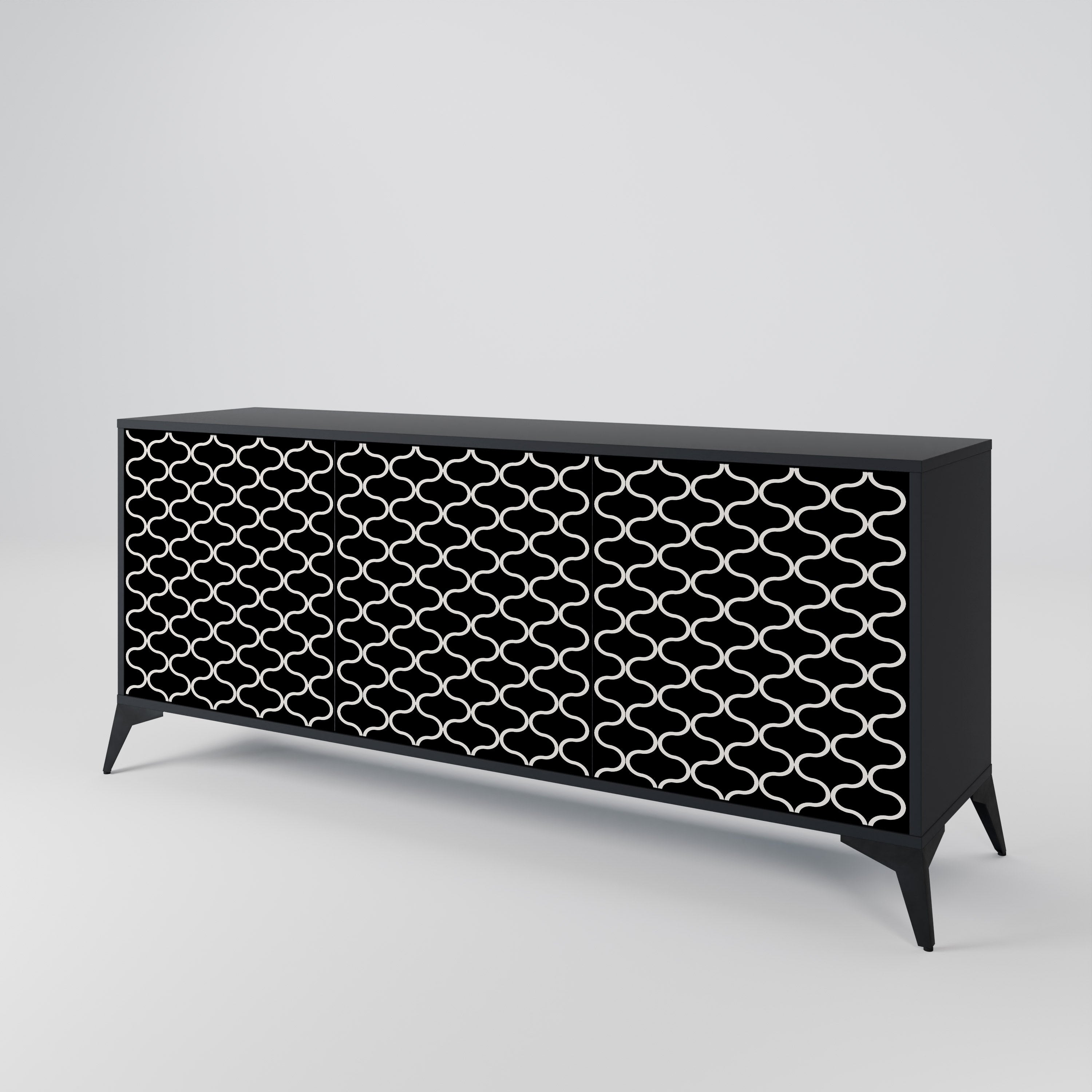 TESSELATED BLACKNESS 3-Door Sideboard in Black Finish