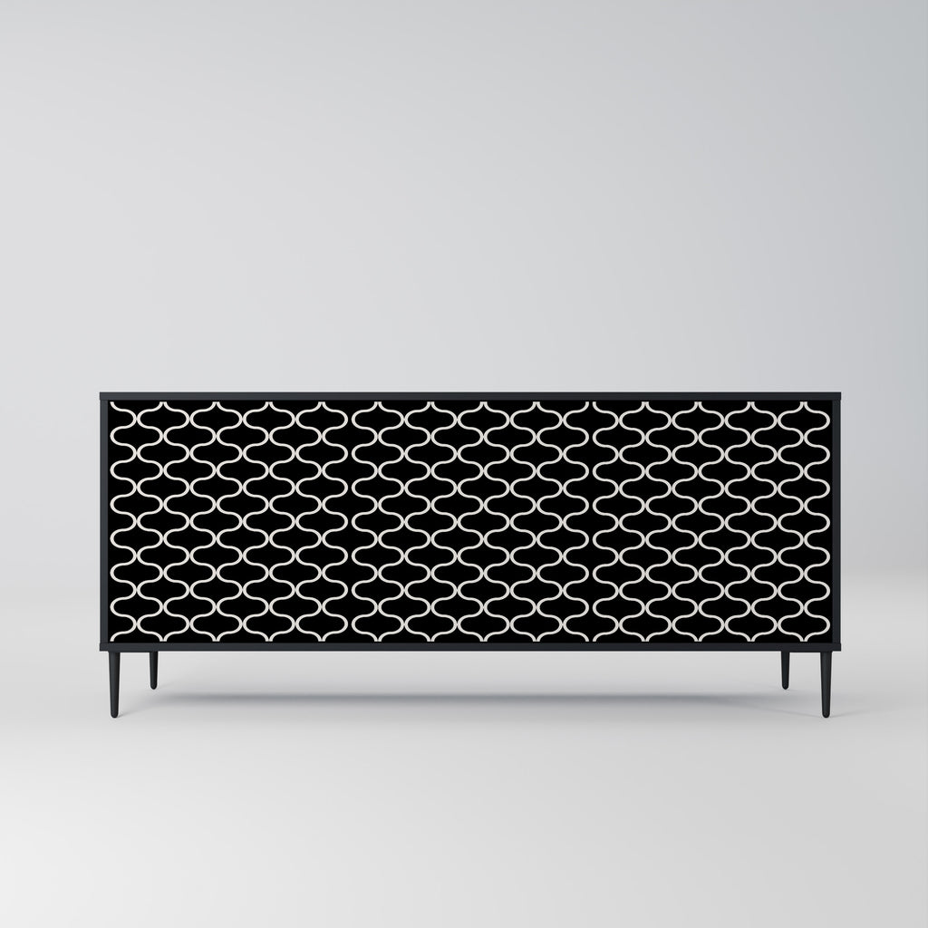 TESSELATED BLACKNESS 3-Door Sideboard in Black Finish