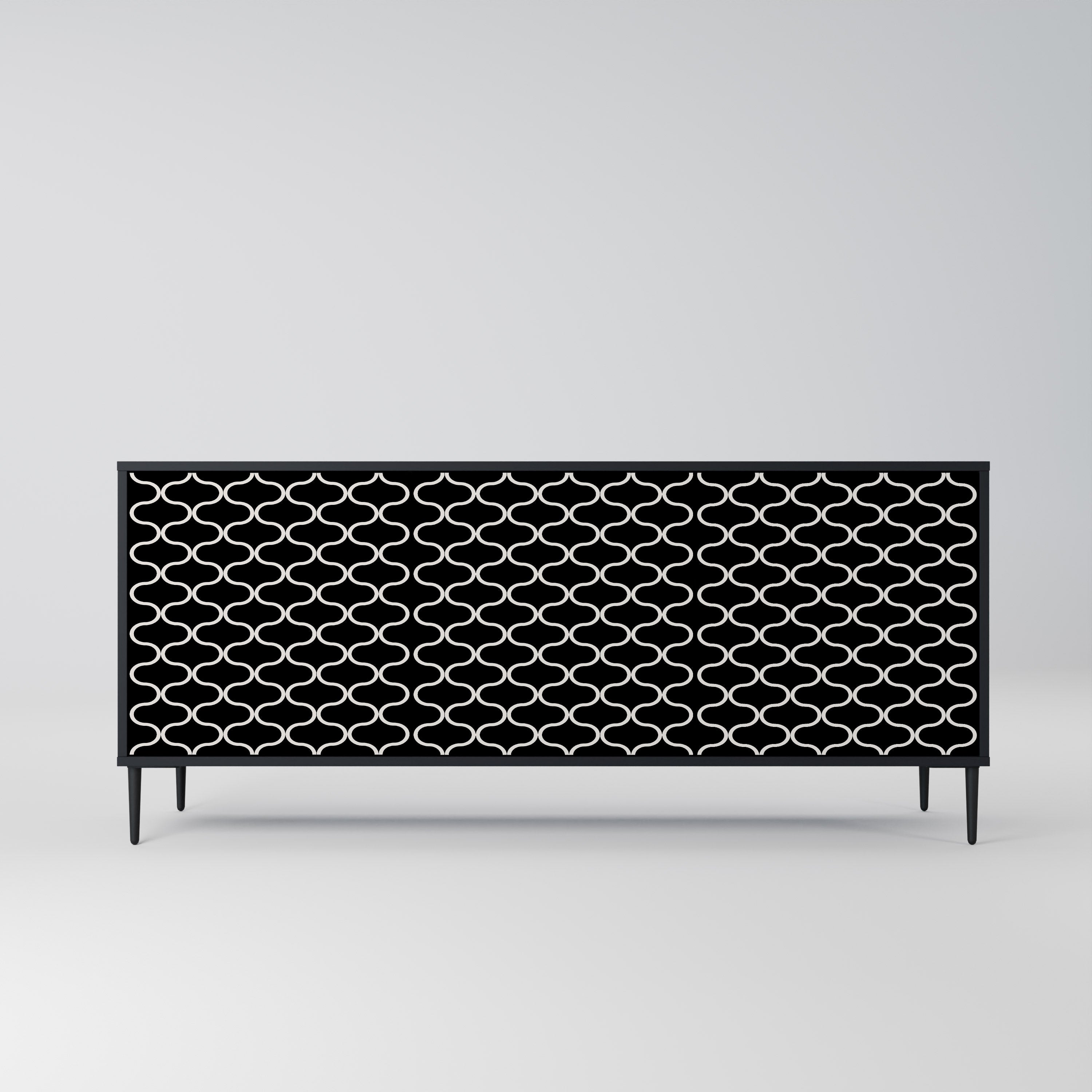 TESSELATED BLACKNESS 3-Door Sideboard in Black Finish