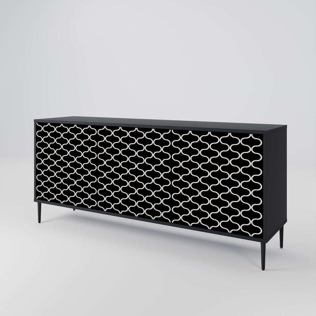 TESSELATED BLACKNESS 3-Door Sideboard in Black Finish