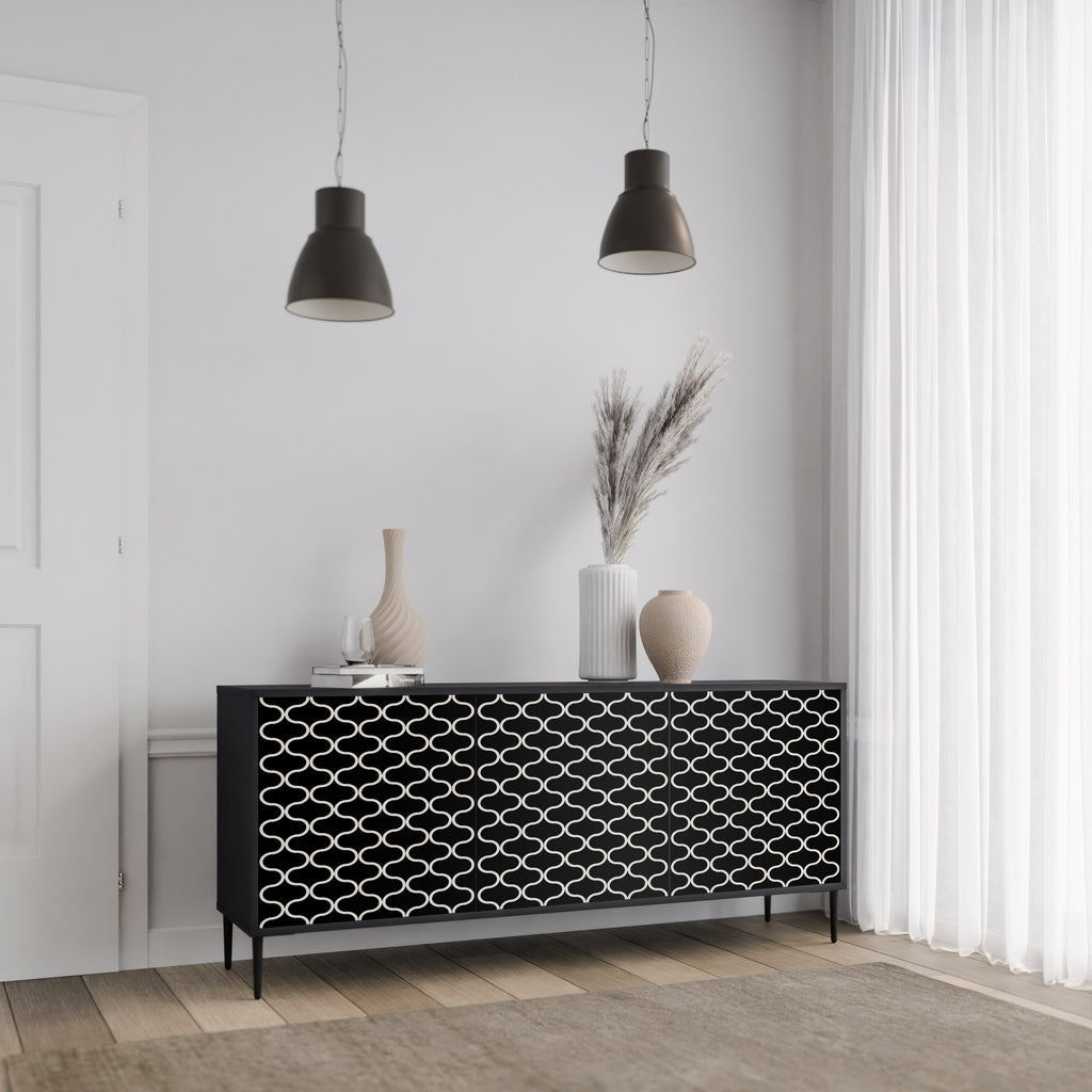 TESSELATED BLACKNESS 3-Door Sideboard in Black Finish