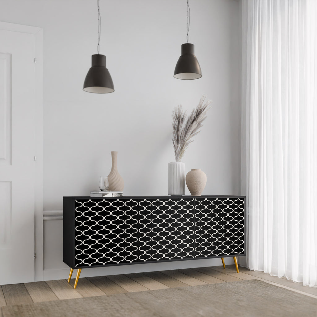 TESSELATED BLACKNESS 3-Door Sideboard in Black Finish