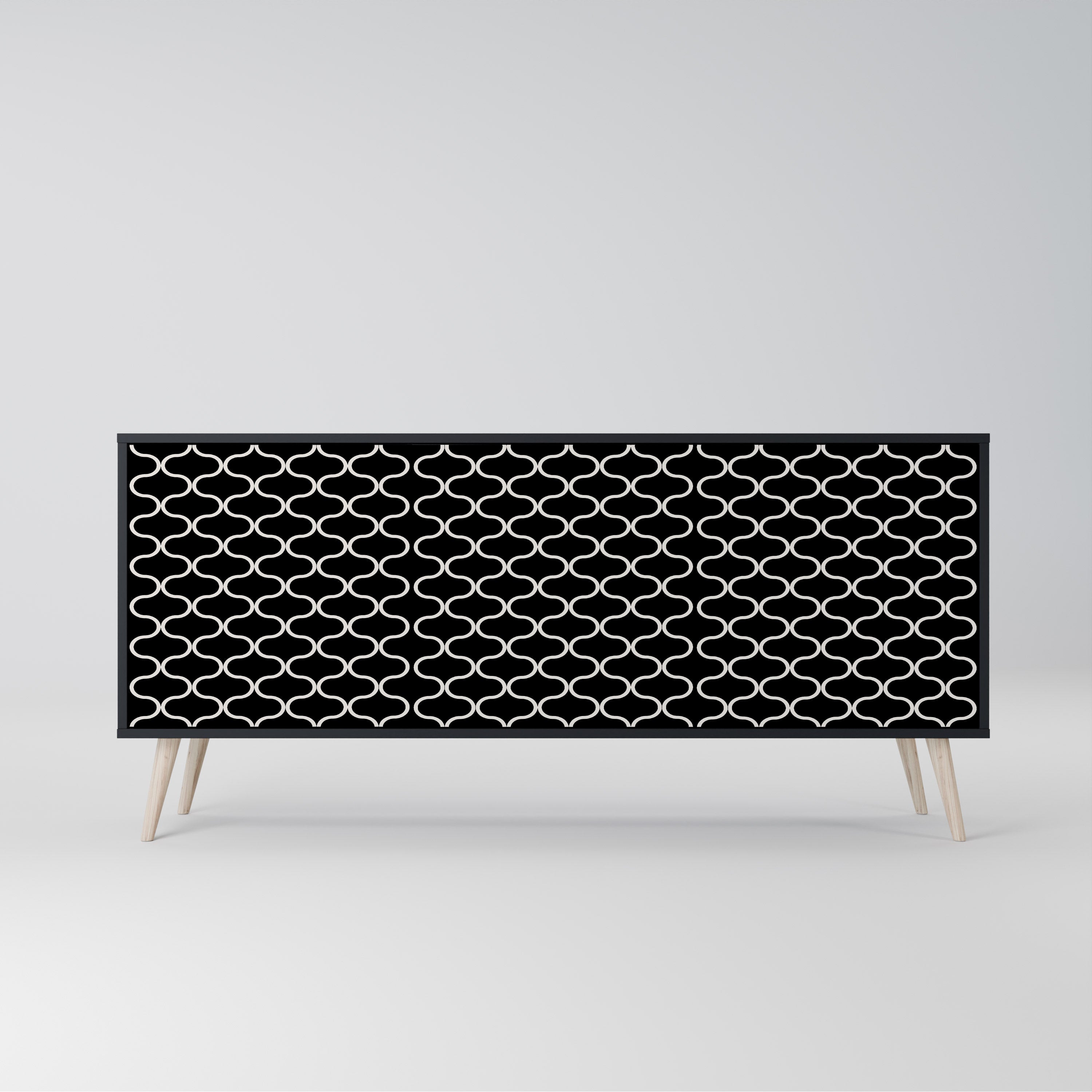 TESSELATED BLACKNESS 3-Door Sideboard in Black Finish