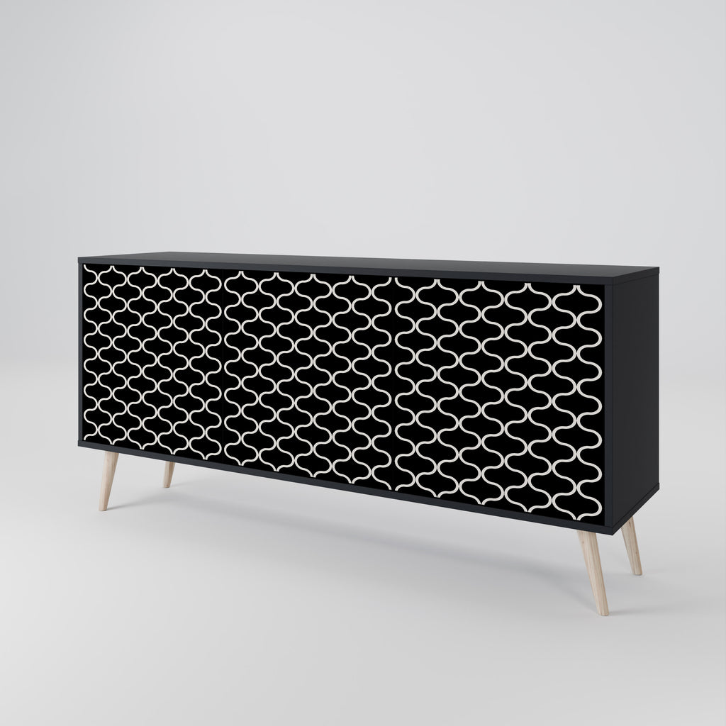 TESSELATED BLACKNESS 3-Door Sideboard in Black Finish