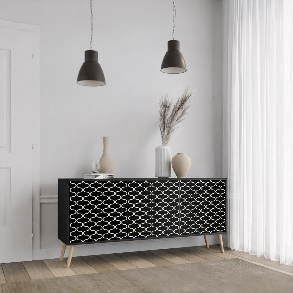 TESSELATED BLACKNESS 3-Door Sideboard in Black Finish