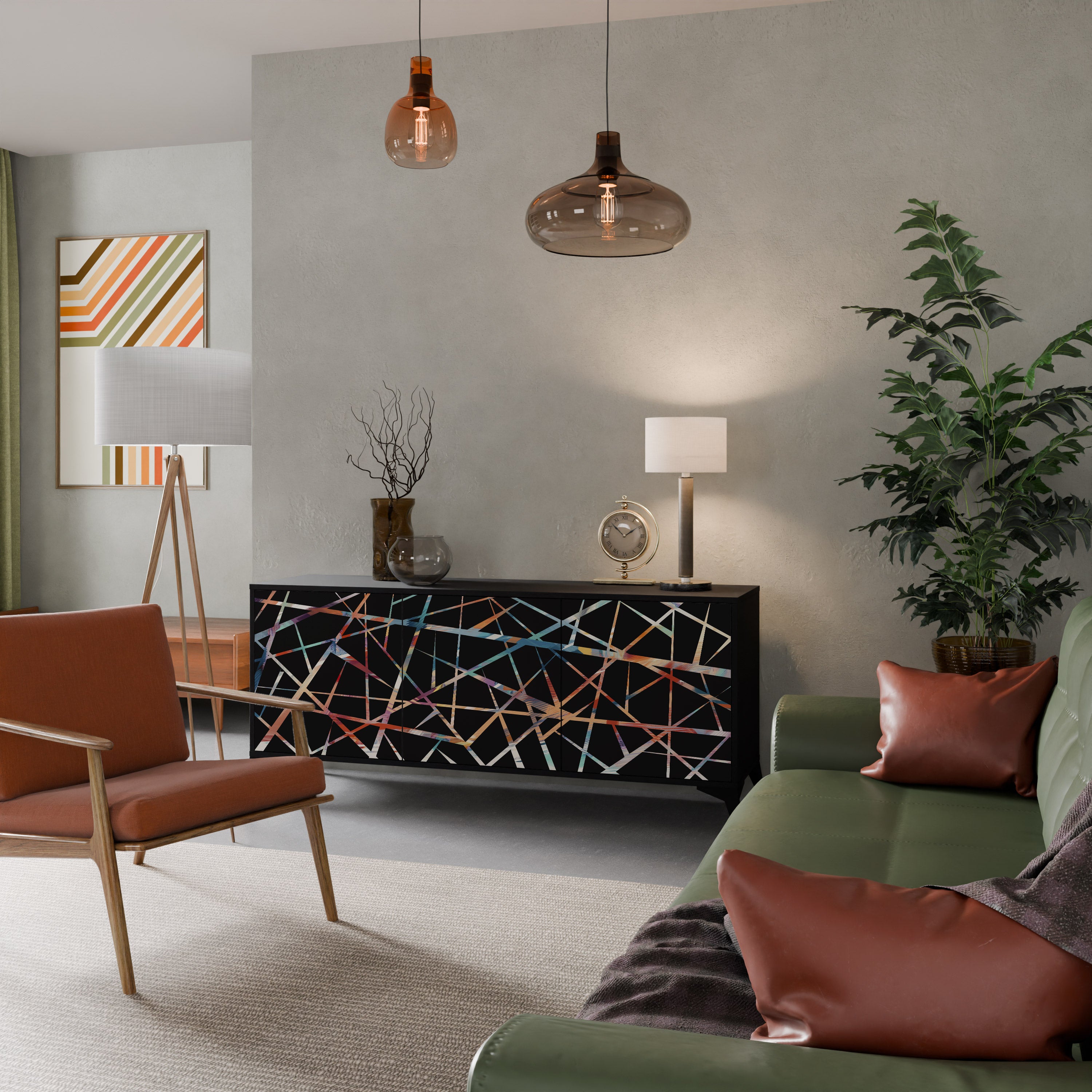 POLYGON VERVE 3-Door Sideboard in Black Finish