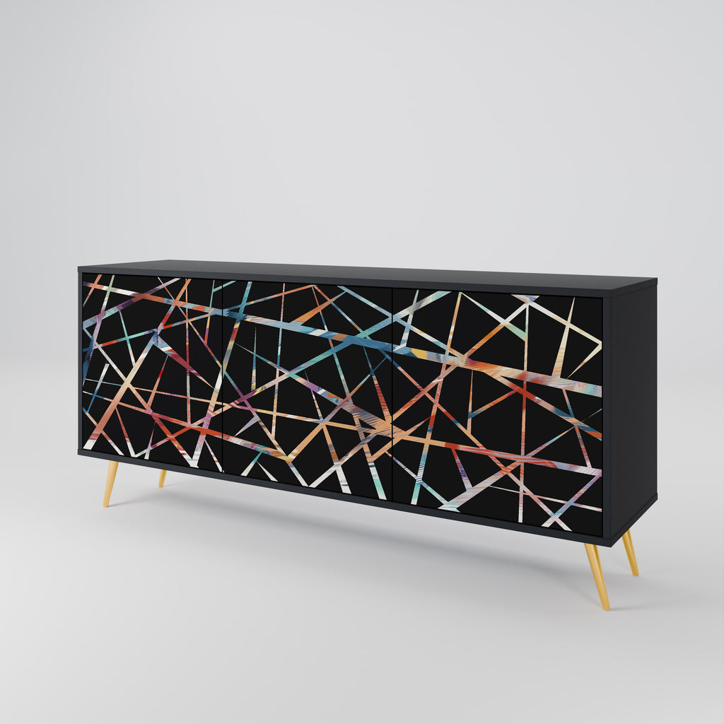 POLYGON VERVE 3-Door Sideboard in Black Finish