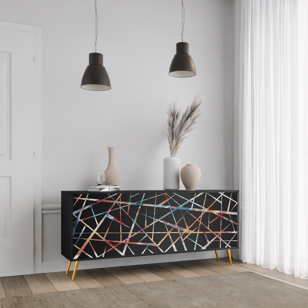 POLYGON VERVE 3-Door Sideboard in Black Finish