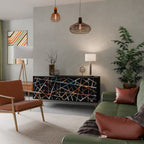 POLYGON VERVE Aparador de 3 Puertas en Acabado Negro