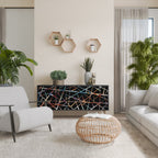 POLYGON VERVE Aparador de 3 Puertas en Acabado Negro