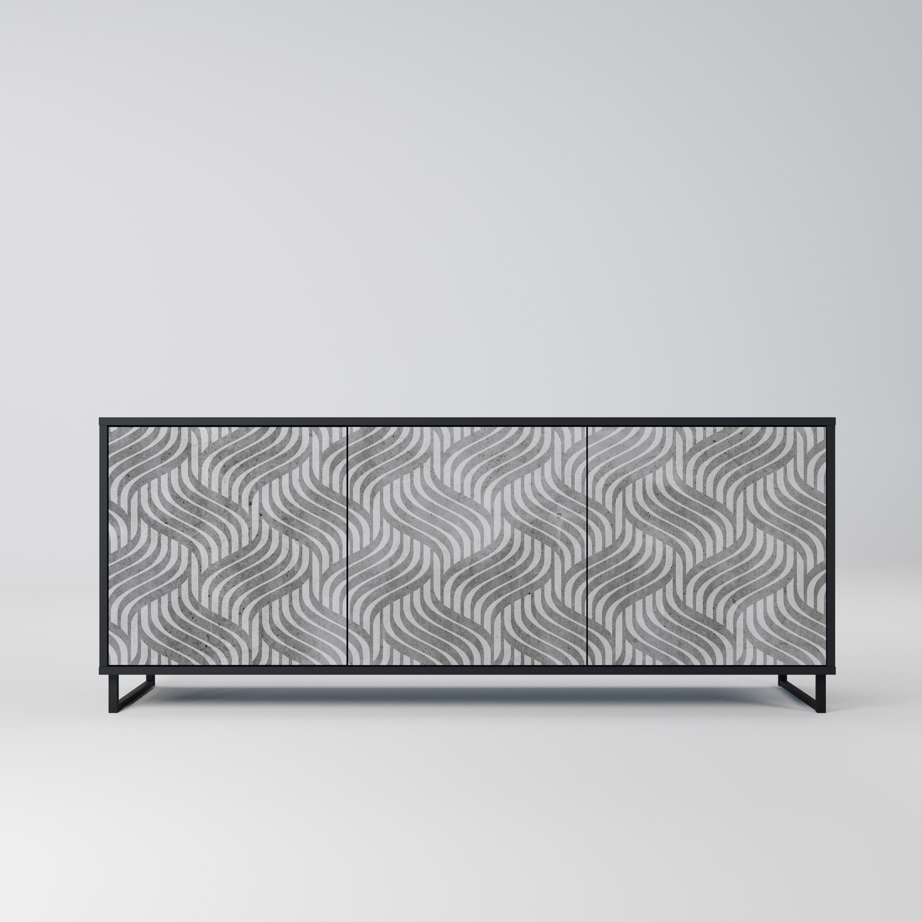 CONCRETE MOVEMENT 3-Door Sideboard in Black Finish