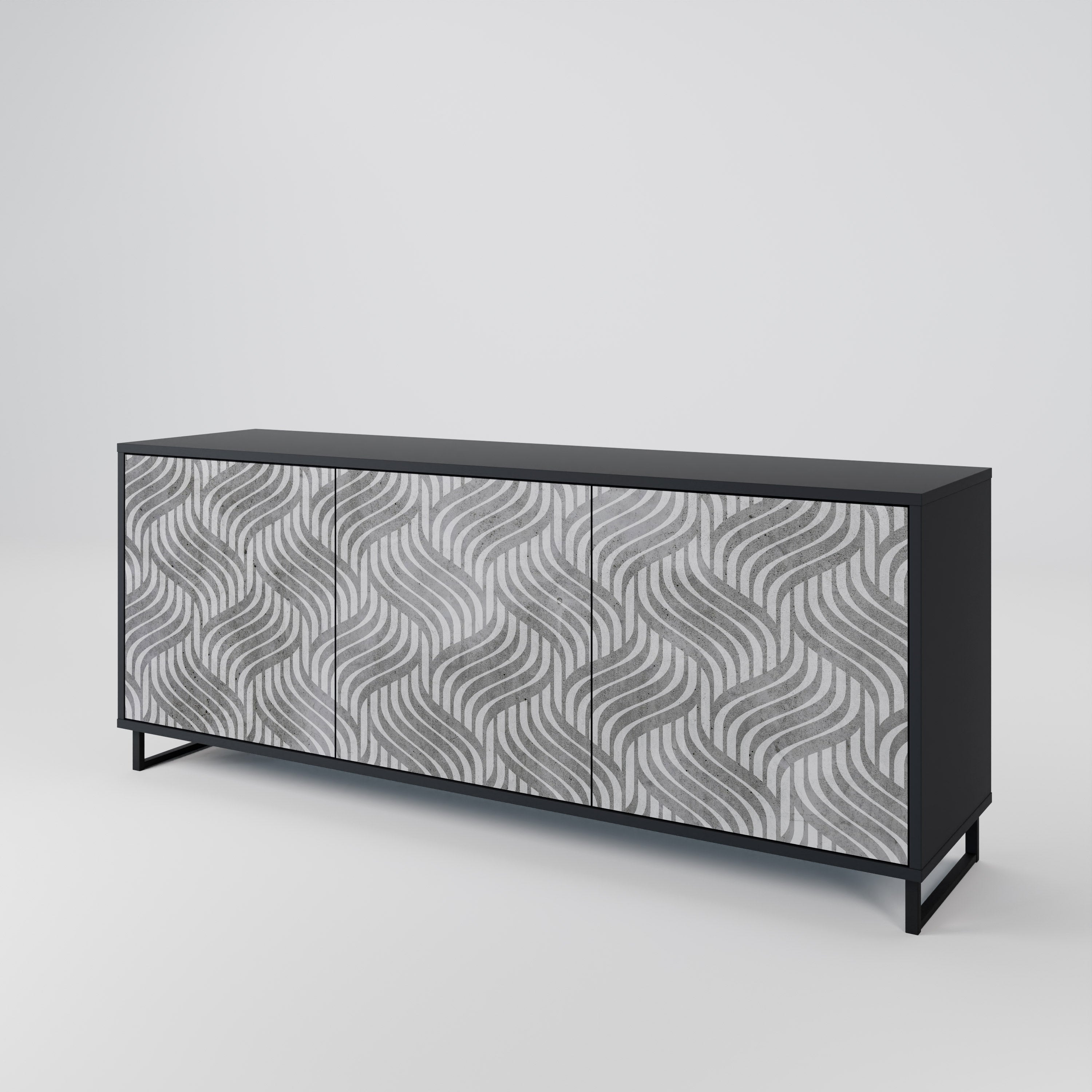 CONCRETE MOVEMENT 3-Door Sideboard in Black Finish
