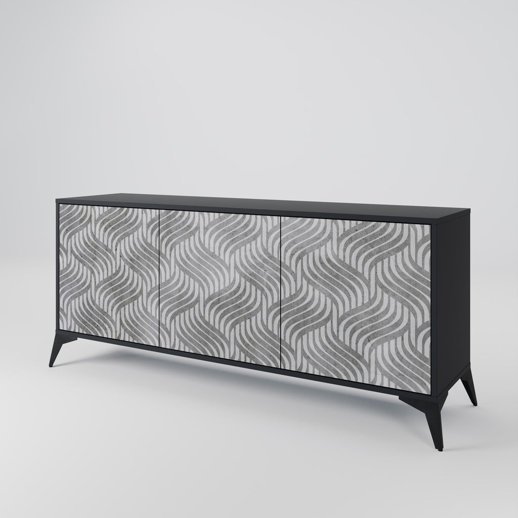 CONCRETE MOVEMENT 3-Door Sideboard in Black Finish