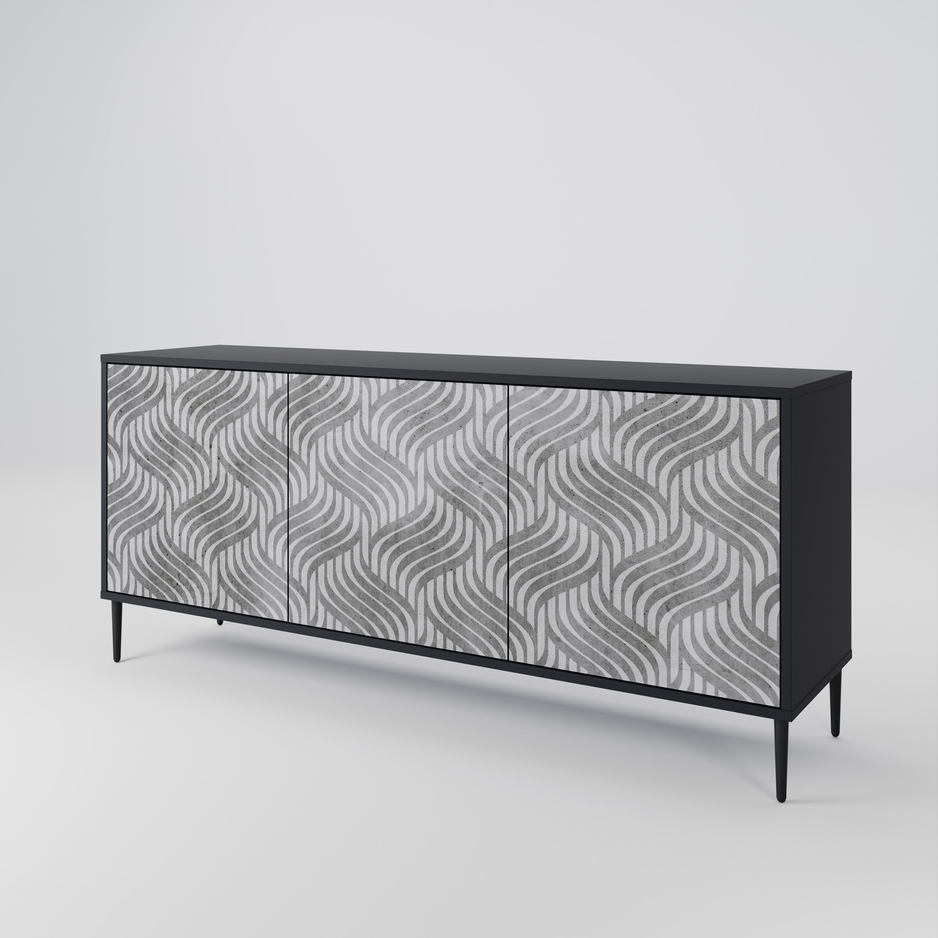 CONCRETE MOVEMENT 3-Door Sideboard in Black Finish