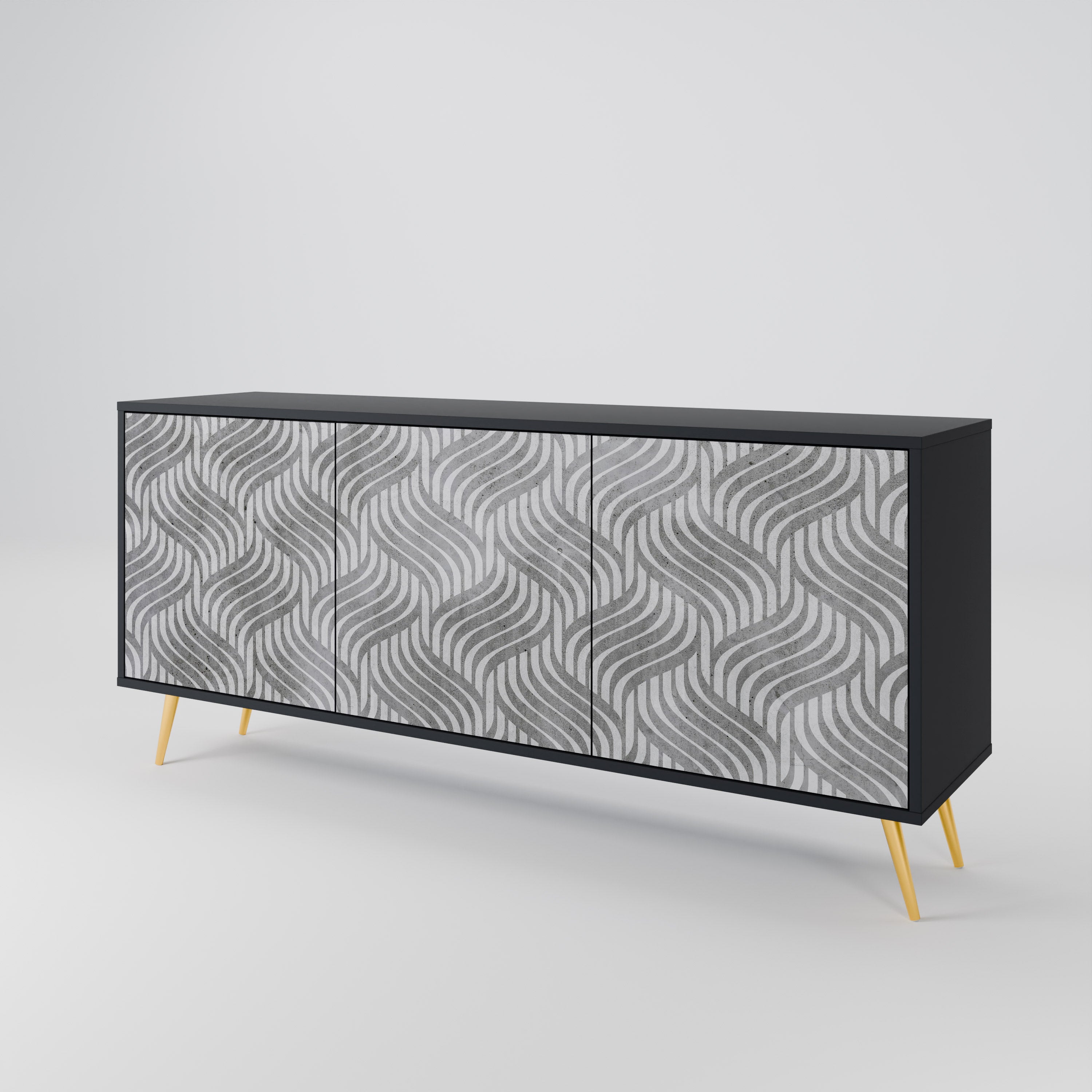 CONCRETE MOVEMENT 3-Door Sideboard in Black Finish