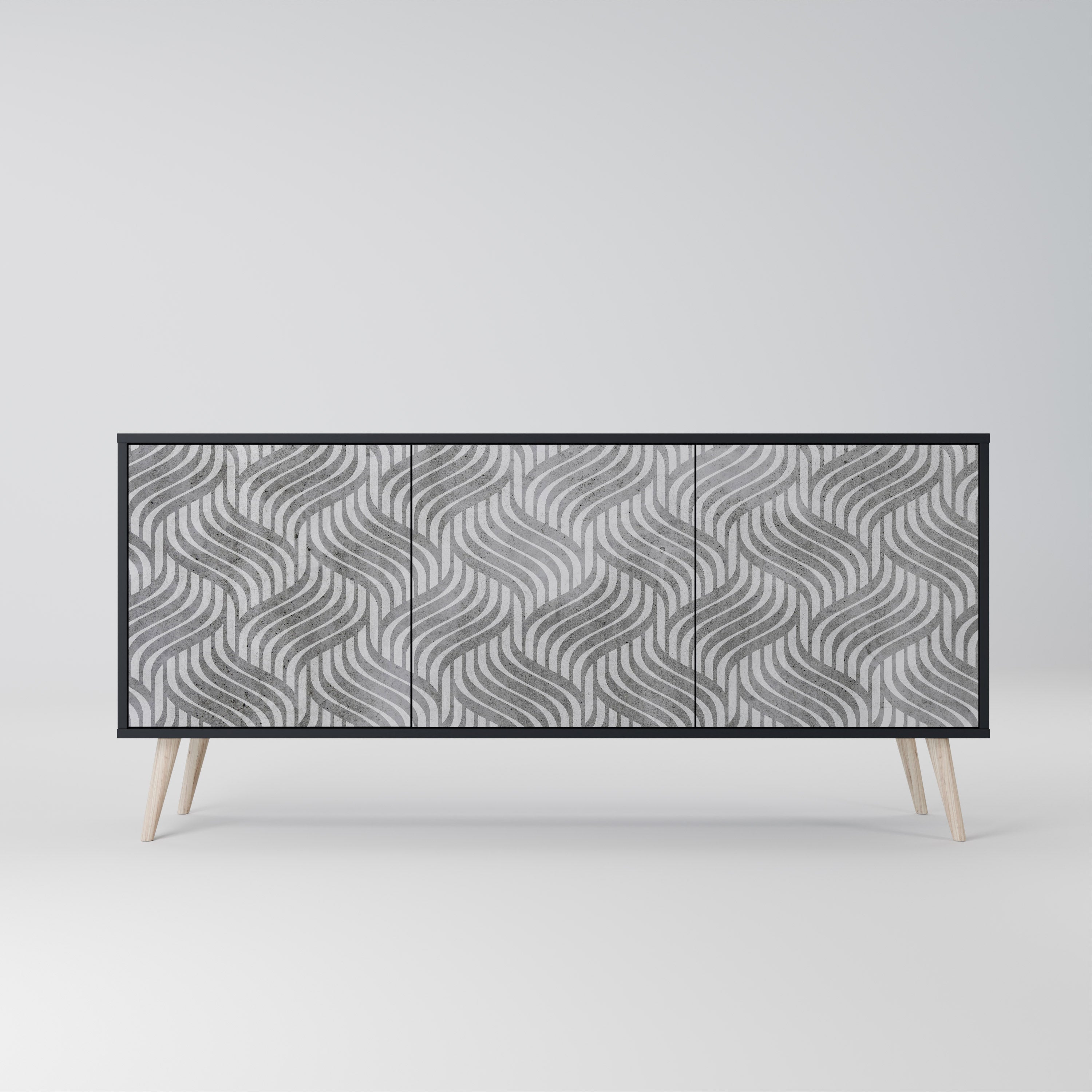 CONCRETE MOVEMENT 3-Door Sideboard in Black Finish