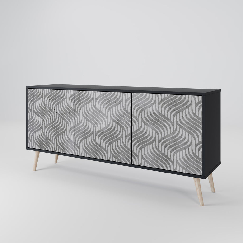 CONCRETE MOVEMENT 3-Door Sideboard in Black Finish