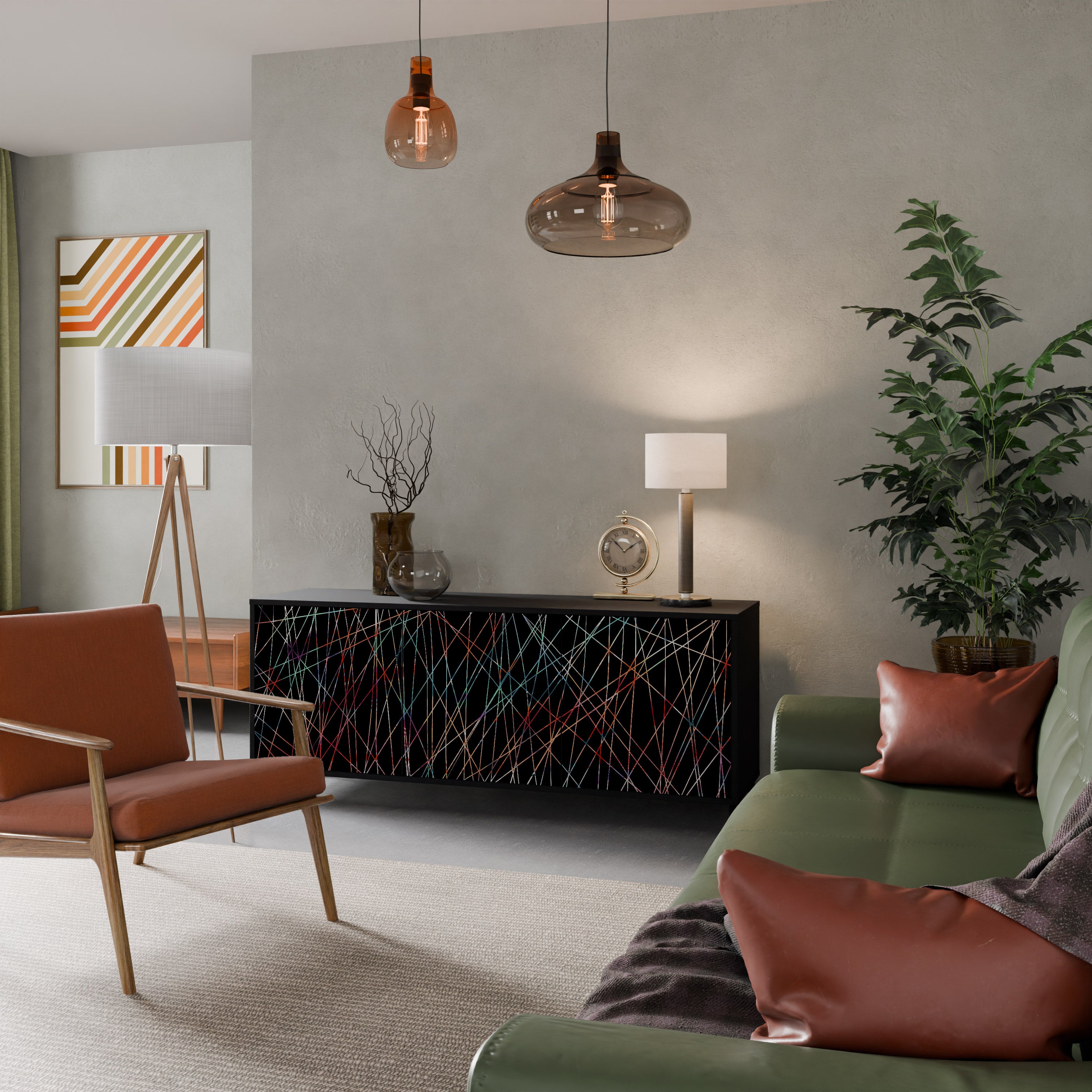 LUMINOUS SNARE 3-Door Sideboard in Black Finish