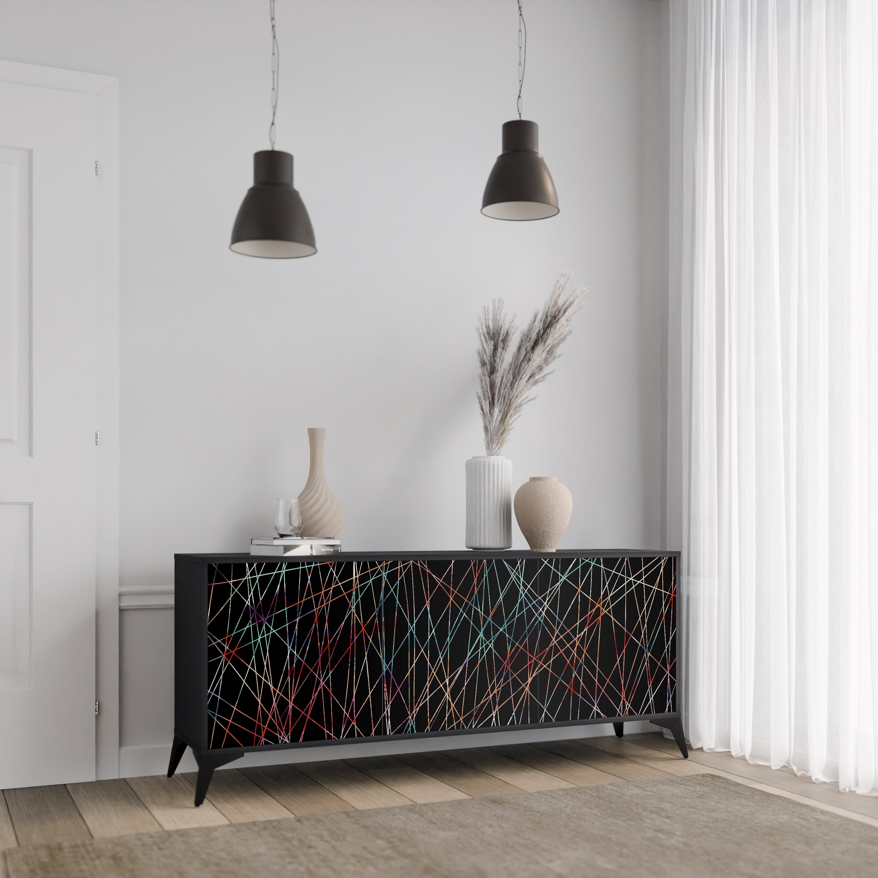 LUMINOUS SNARE 3-Door Sideboard in Black Finish