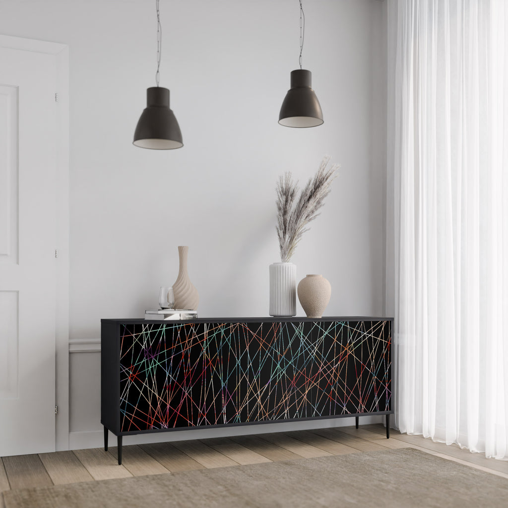 LUMINOUS SNARE 3-Door Sideboard in Black Finish