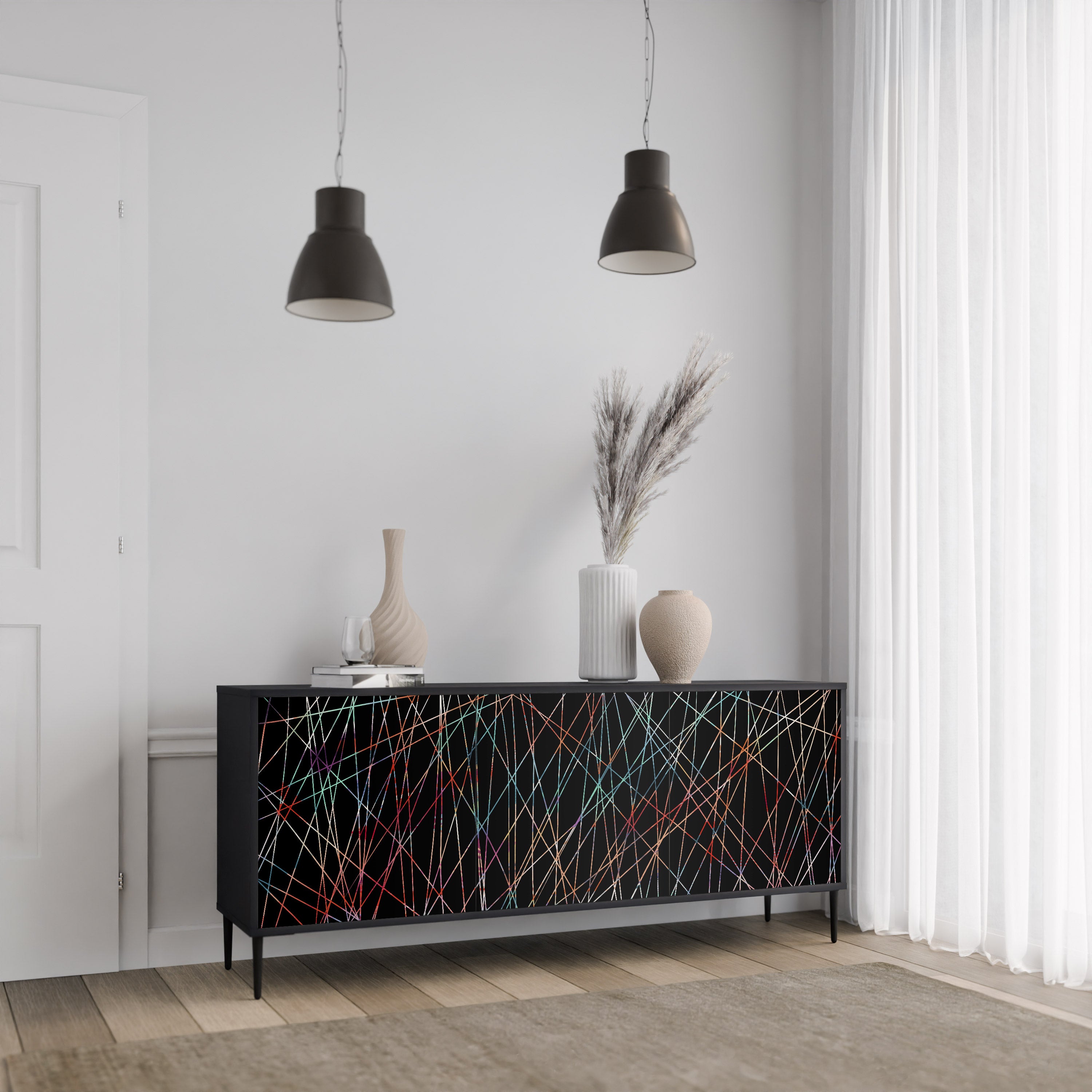 LUMINOUS SNARE 3-Door Sideboard in Black Finish