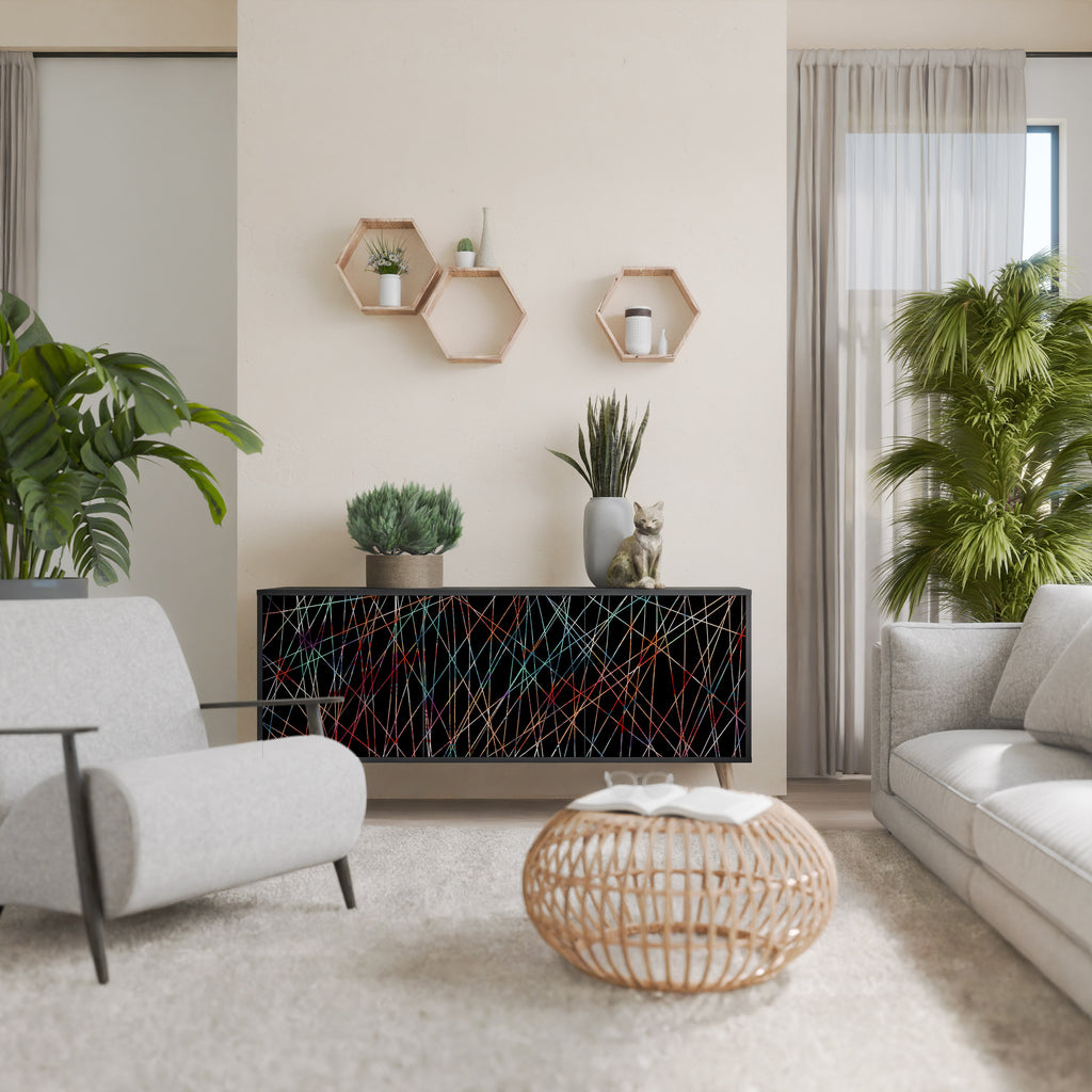 LUMINOUS SNARE 3-Door Sideboard in Black Finish