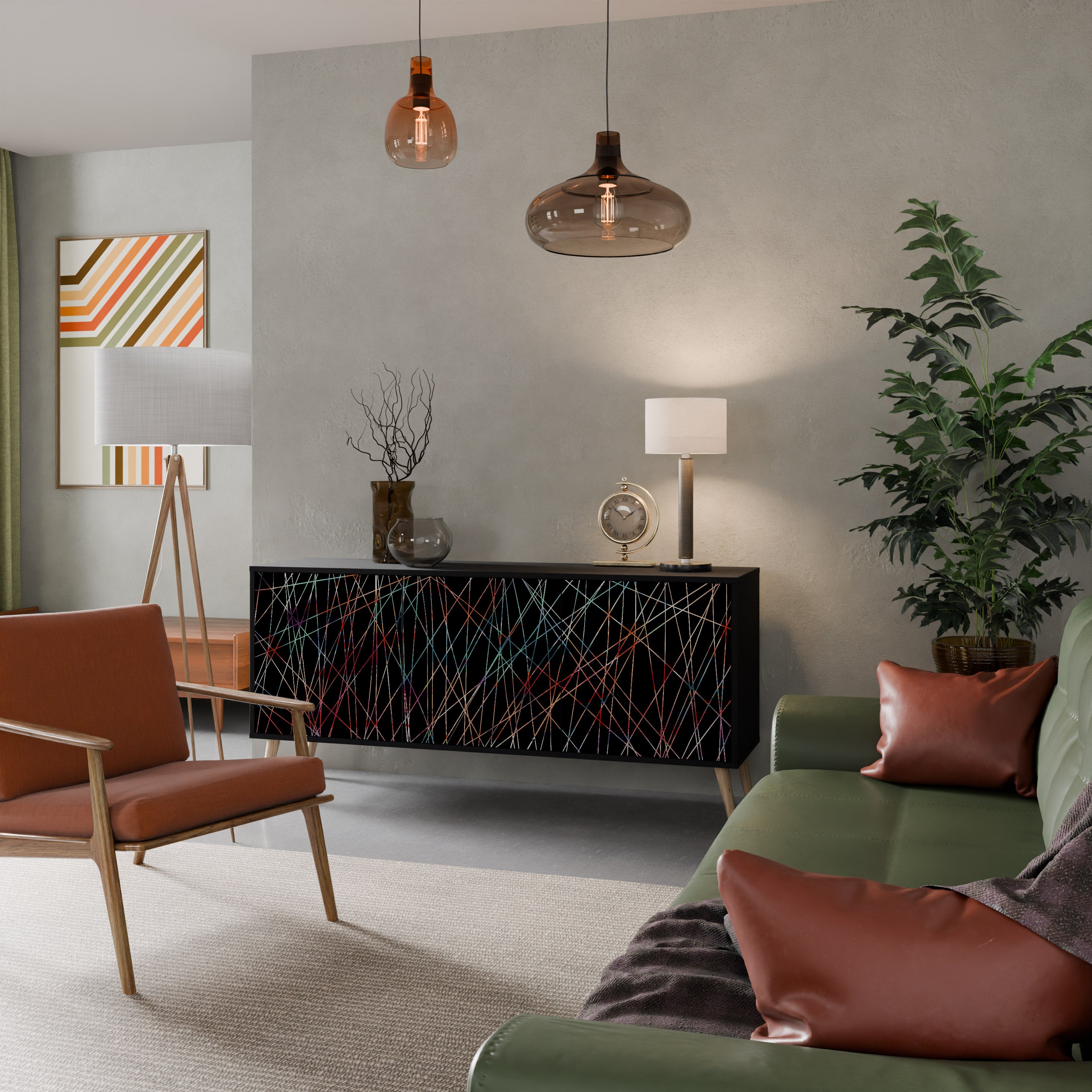 LUMINOUS SNARE 3-Door Sideboard in Black Finish