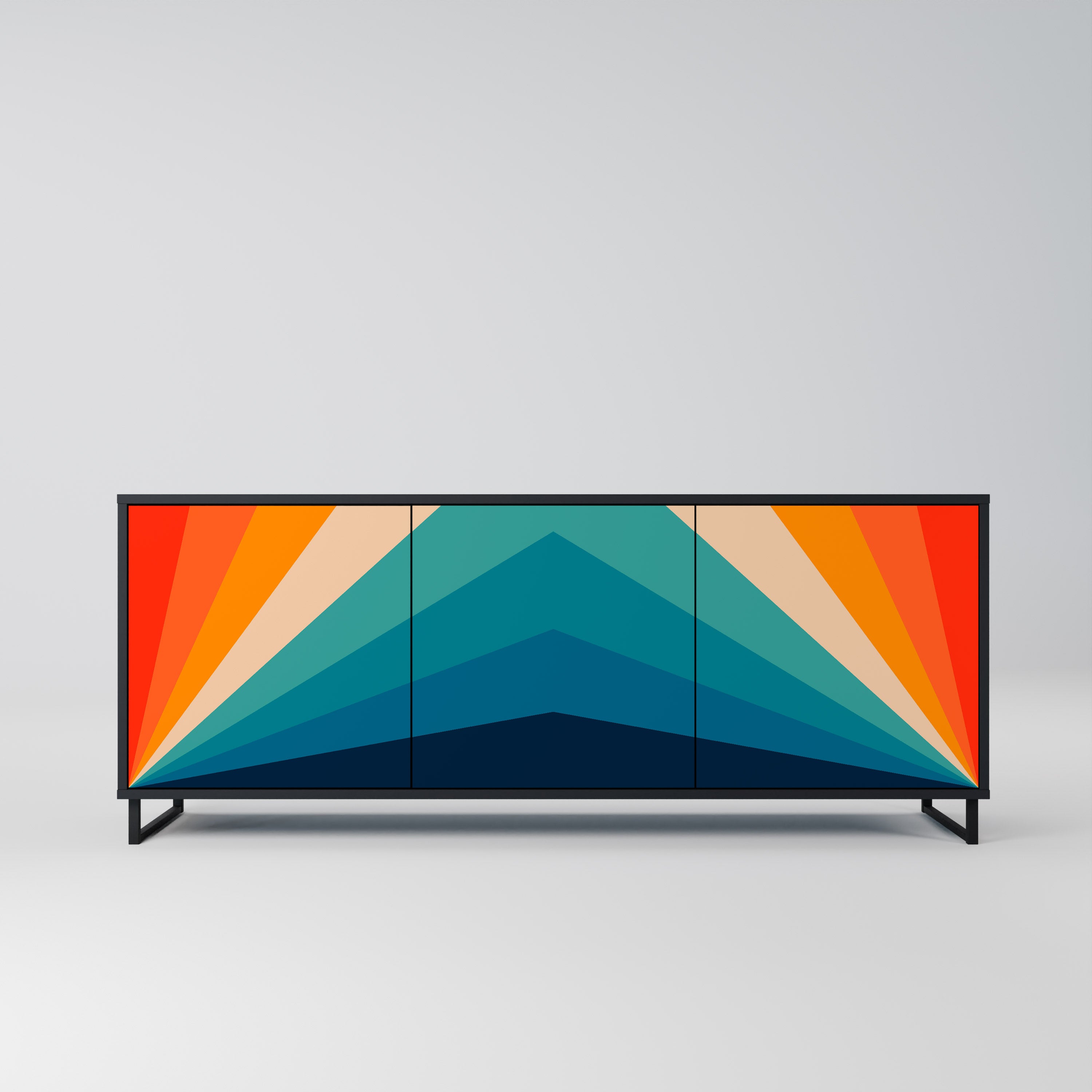 PRISM CONCUSSION 3-Door Sideboard in Black Finish