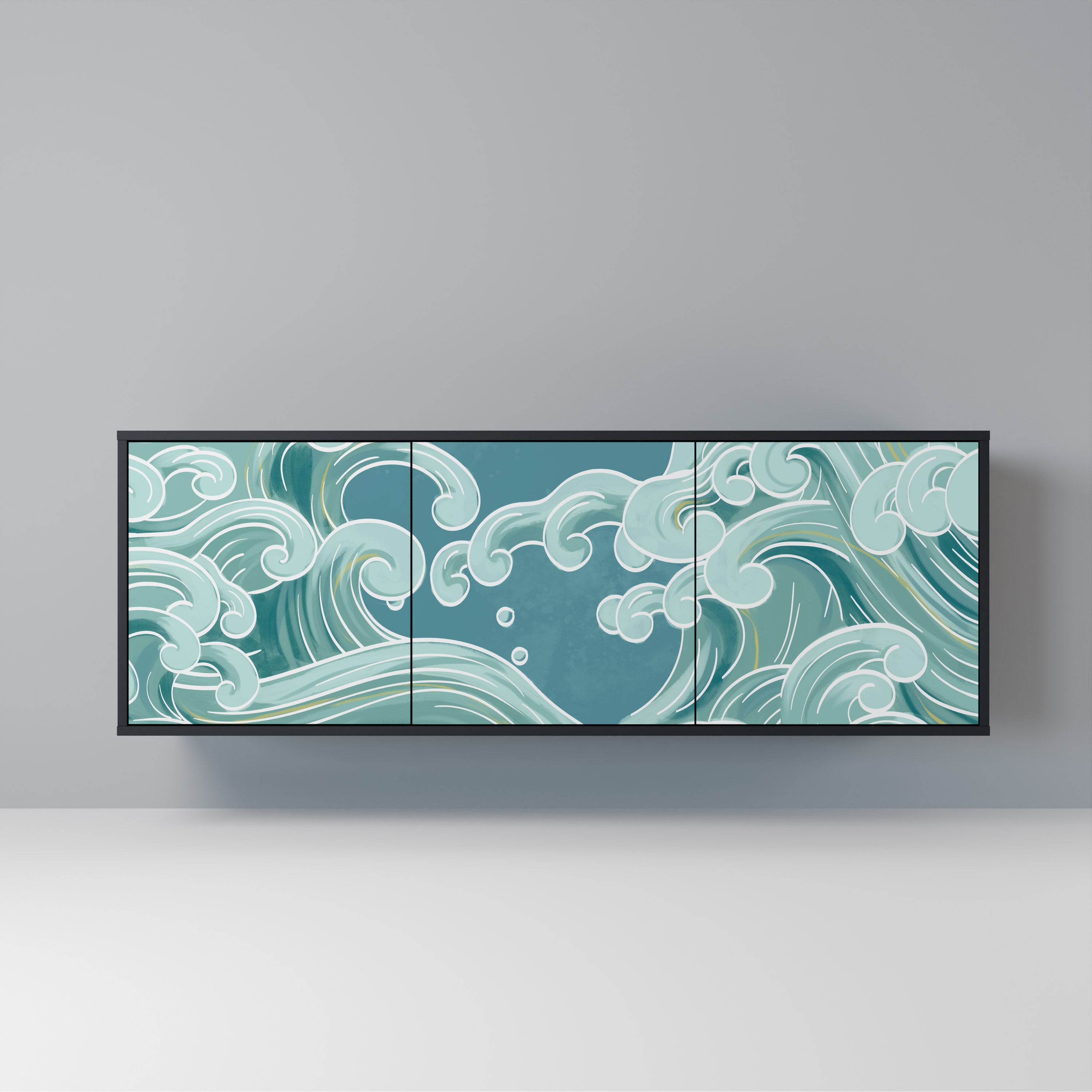 ASIAN SWAY 3-Door Sideboard in Black Finish