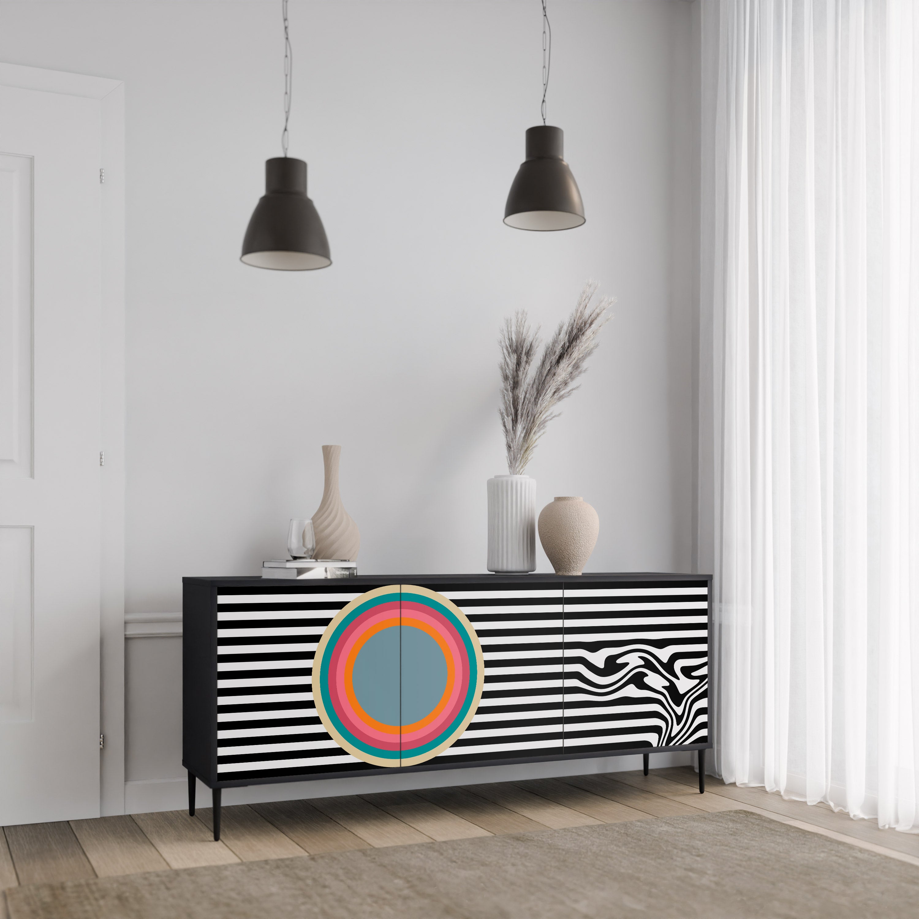 SPECTRA SHOWCASE 3-Door Sideboard in Black Finish