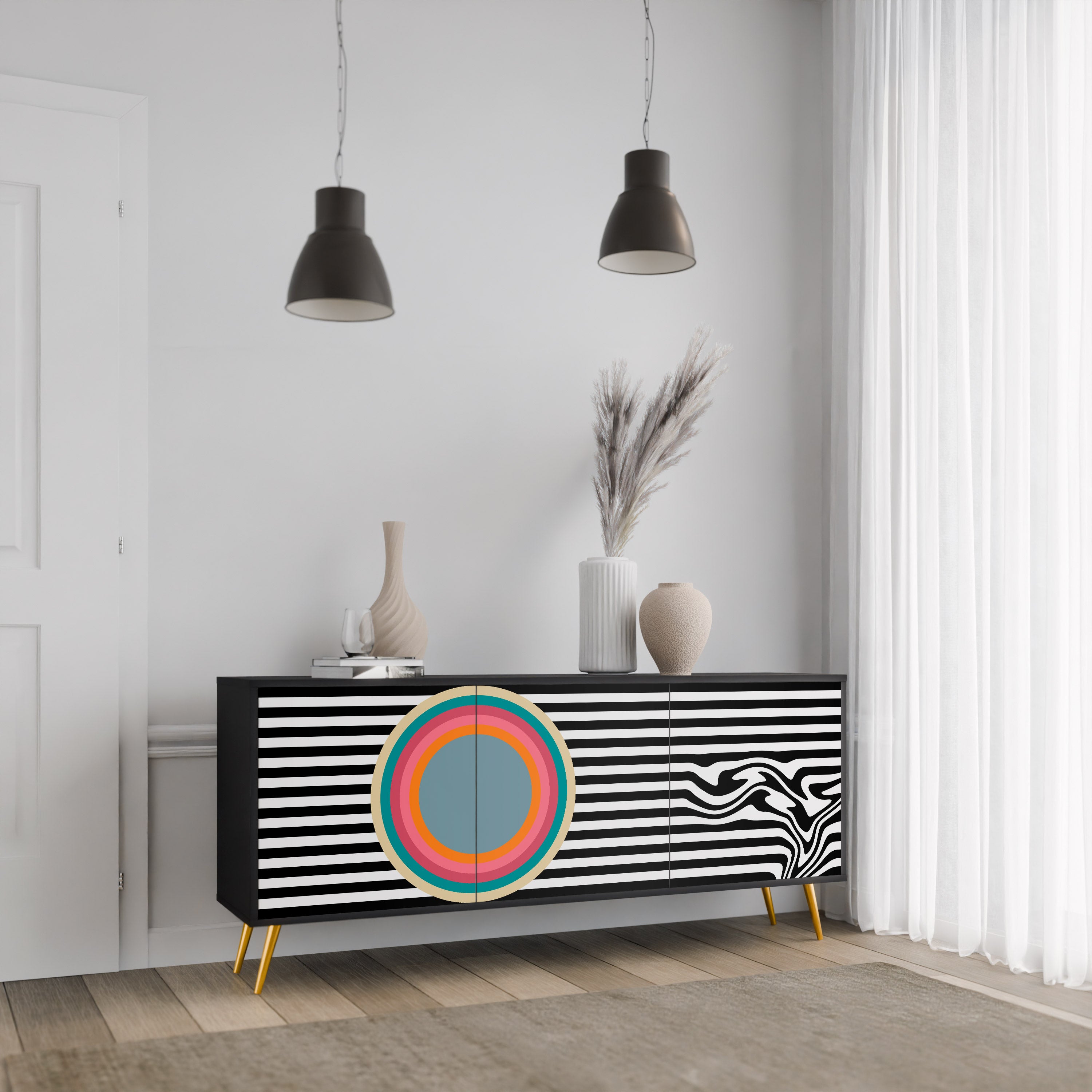 SPECTRA SHOWCASE 3-Door Sideboard in Black Finish
