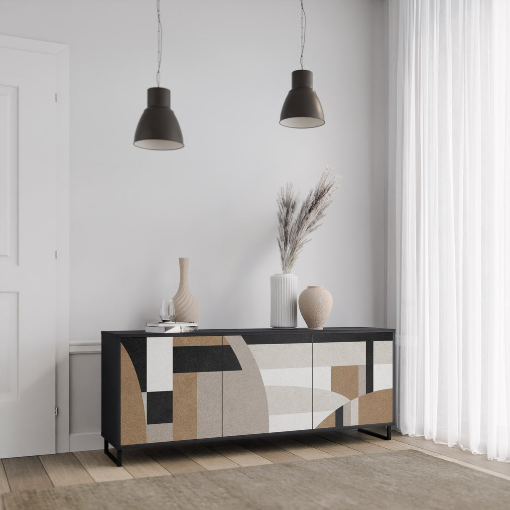DELICATE MEMENTO 3-Door Sideboard in Black Finish