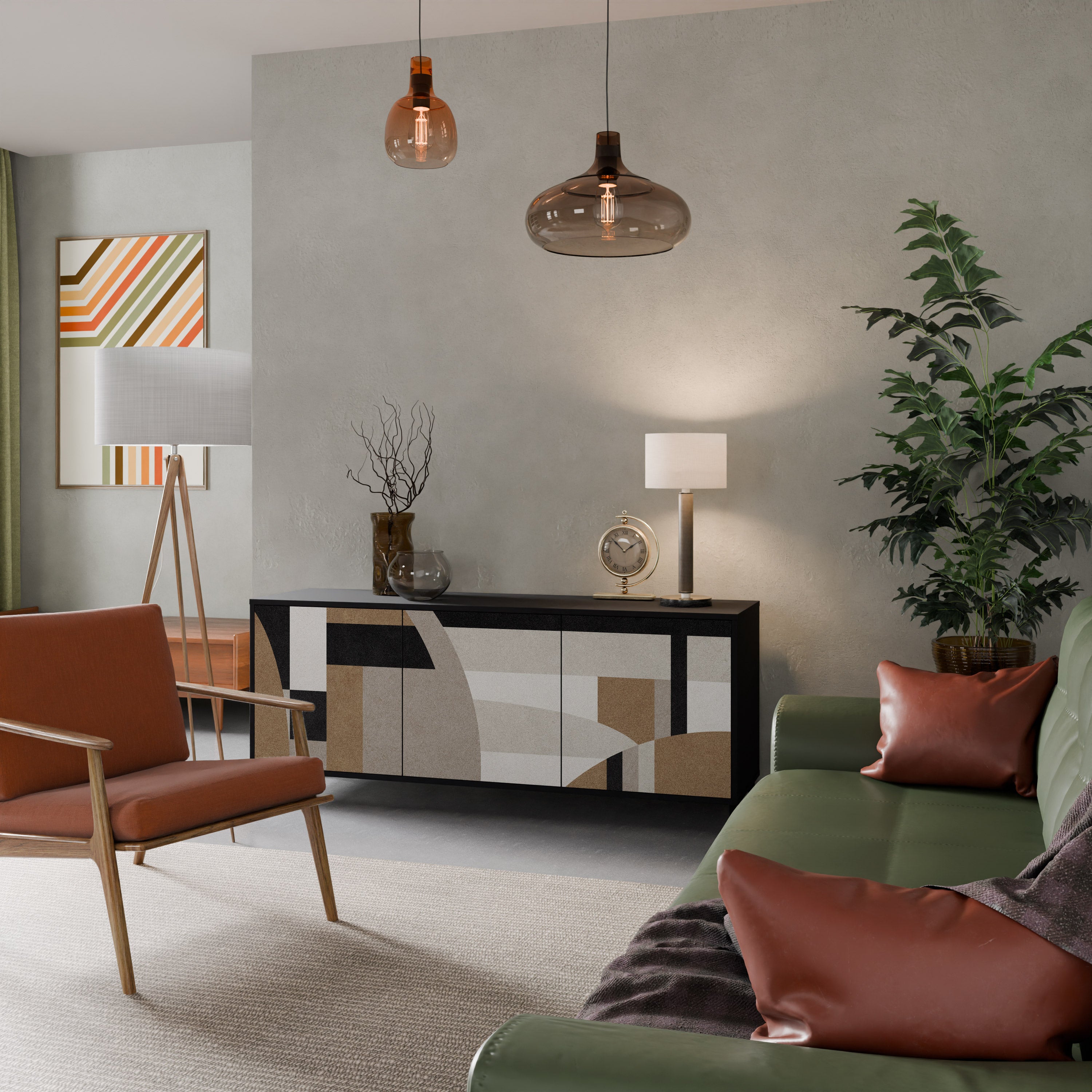 DELICATE MEMENTO 3-Door Sideboard in Black Finish